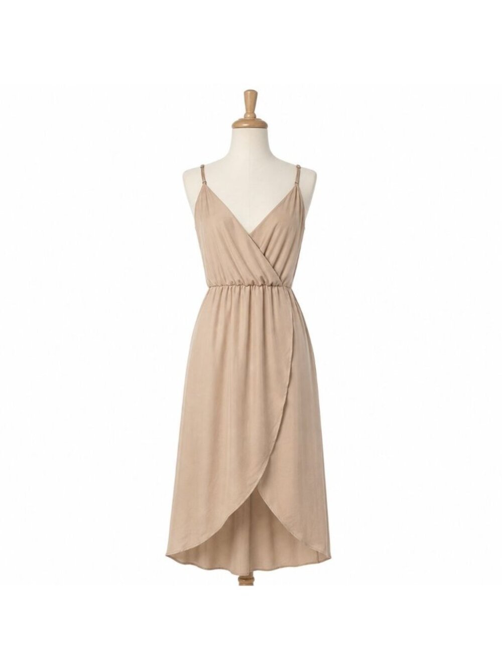 Lush Wrap Front Light Rose Tulip Hem Draped Chiffon Maxi Dress Size Small NWT